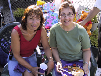 Sue and Anna have a summertime chat.