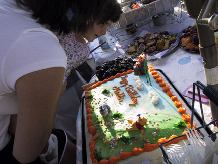 Maddie blows out her candles.