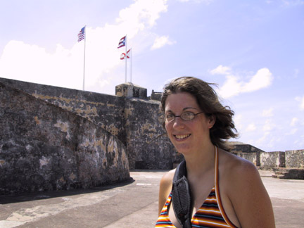 Notice how the wind is blowing my hair in one direction, and the flags in another. I can't explain it.