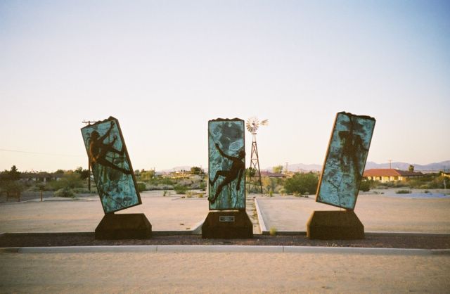 Across the street from the inn, there was a little museum. This sculpture was in the parking lot.